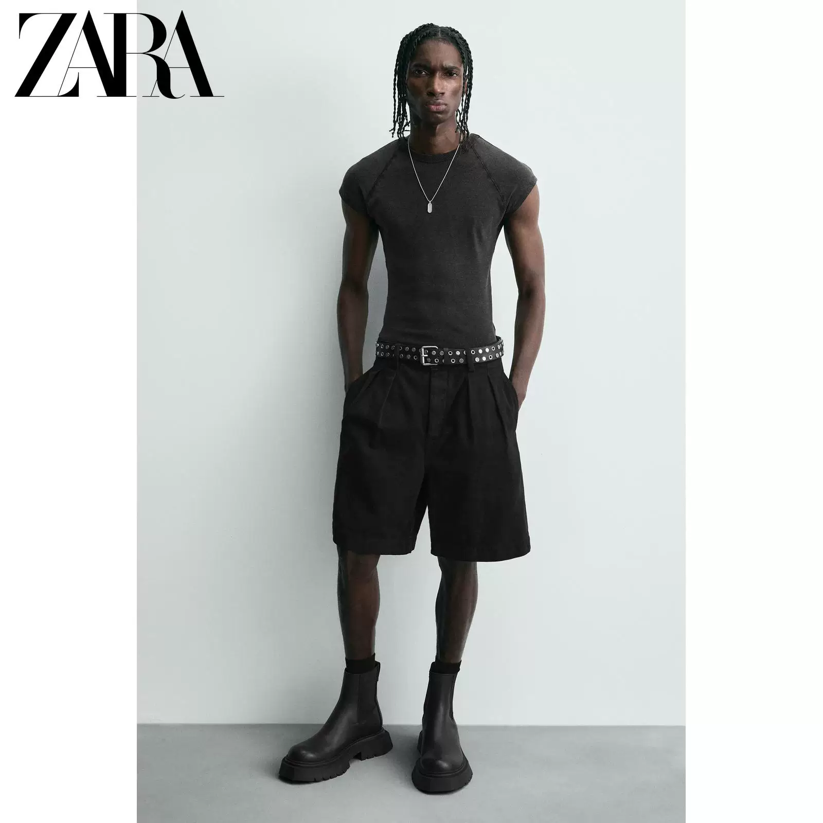 ZARA специальное предложение Мужские туфли Черные кожаные носок круглый мыж ботинки Chelsea 2008620 800
