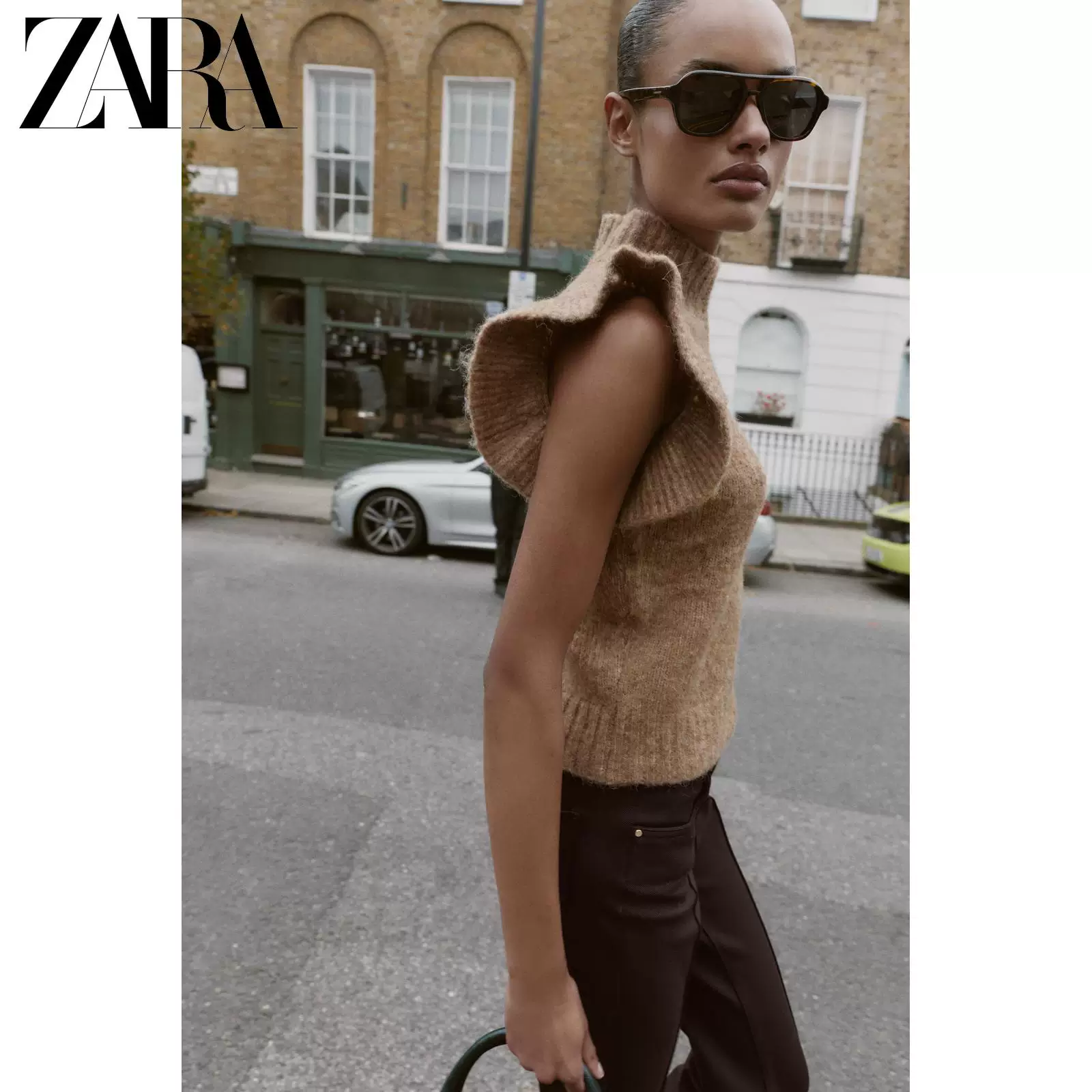 ZARA 2025 зима новые товары женские шерстяные смешанные слоистые декоративные жилеты-свитеры 4938119 743