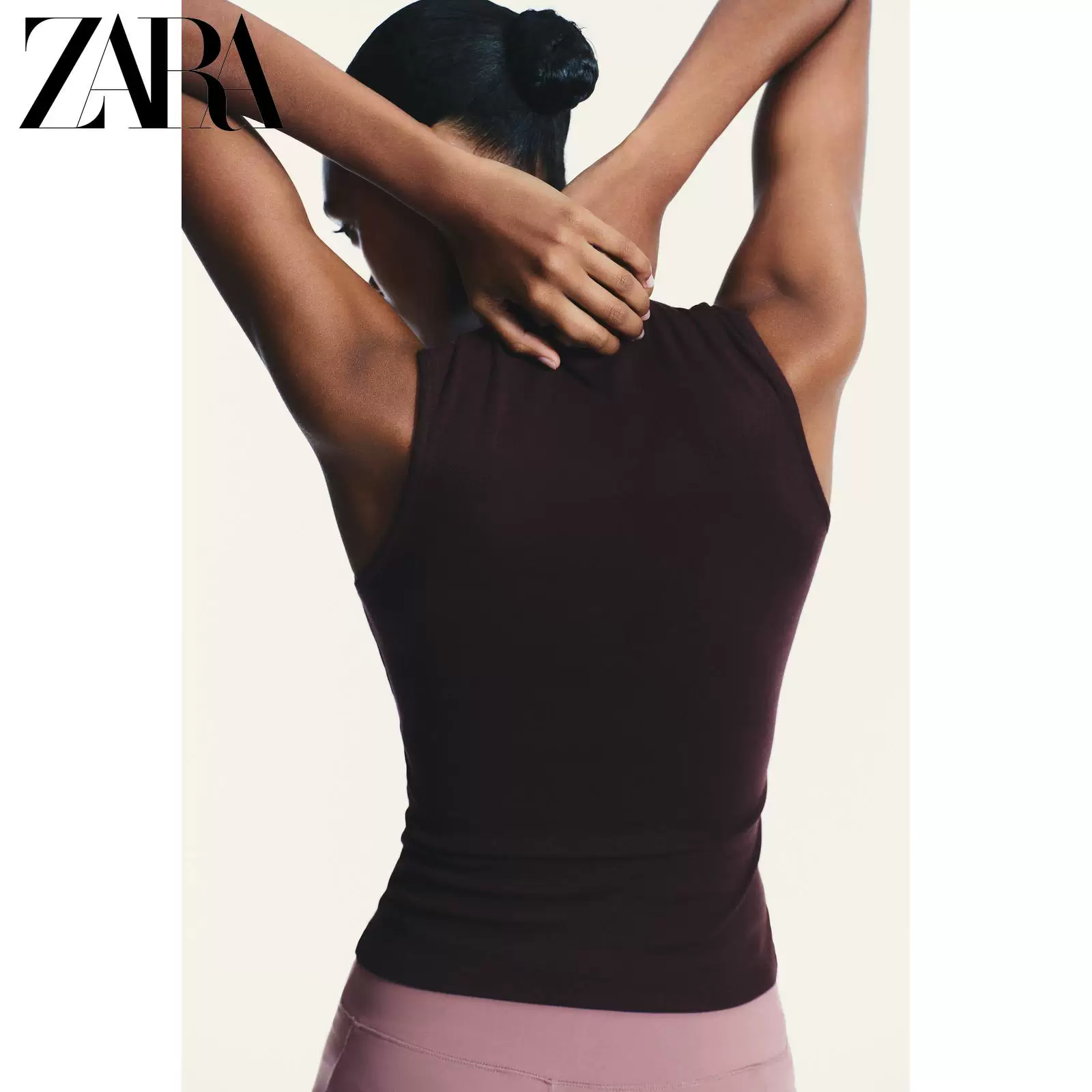 ZARA 2025 Осень Новинка Женская облегающая хлопковая модальная водолазка без рукавов топ с воротником-тирадский 3641871 605