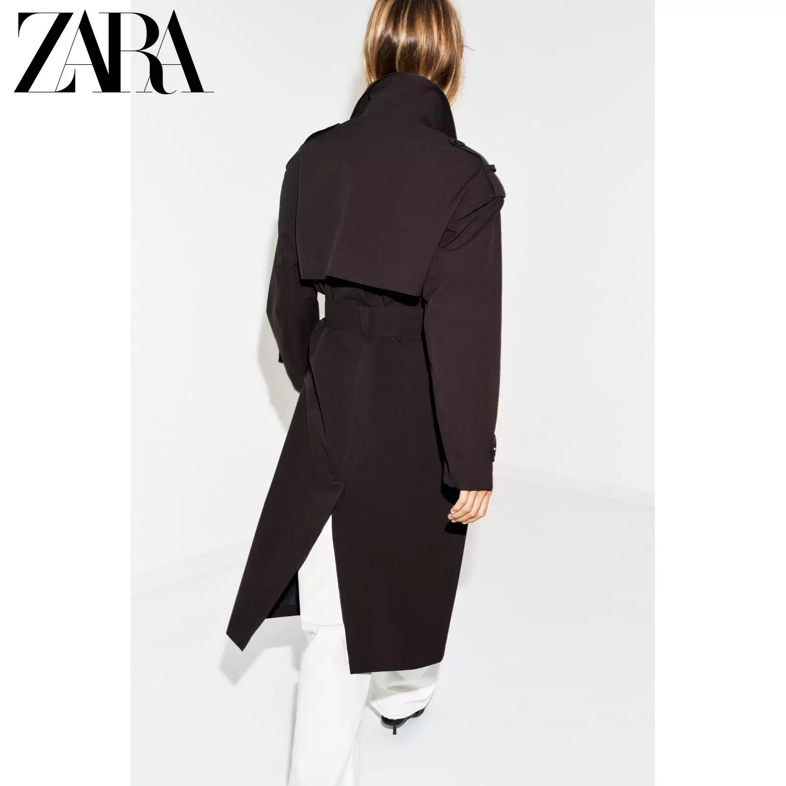 ZARA 2026 год весна-лето новые изделия Женские куртка-ветровка с длинным рукавом лацканом длинный пояс водонепроницаемая 8073076 700