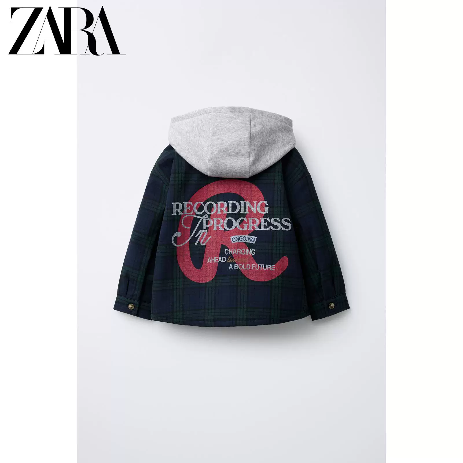 ZARA [скидка мужские детские куртка в клетку с капюшоном 6096507 401]
