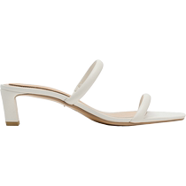 ZARA new summer products womens shoes white tubular drawstring leather square toe high-heeled sandals 1313410 001