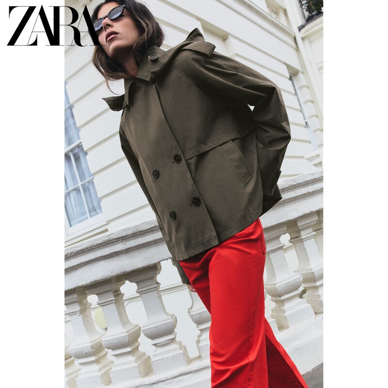 Zara2026 New Autumn Products Women's Long-Sleeved Hooded Short Windbreaker Jacket 6318295 505