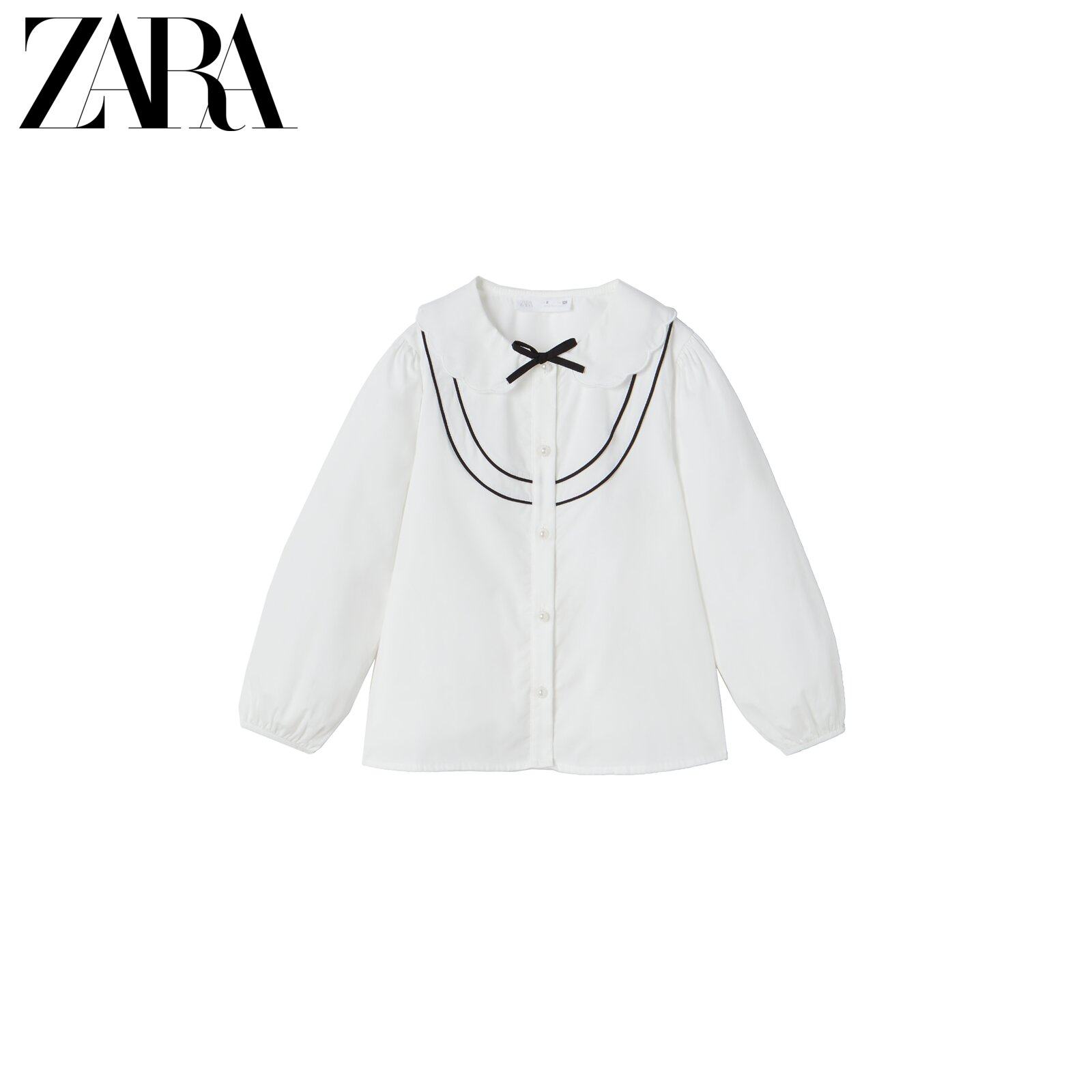 ZARA new child clothing girl jewellery button Accessories Corrugated neckline shirt 2725603250