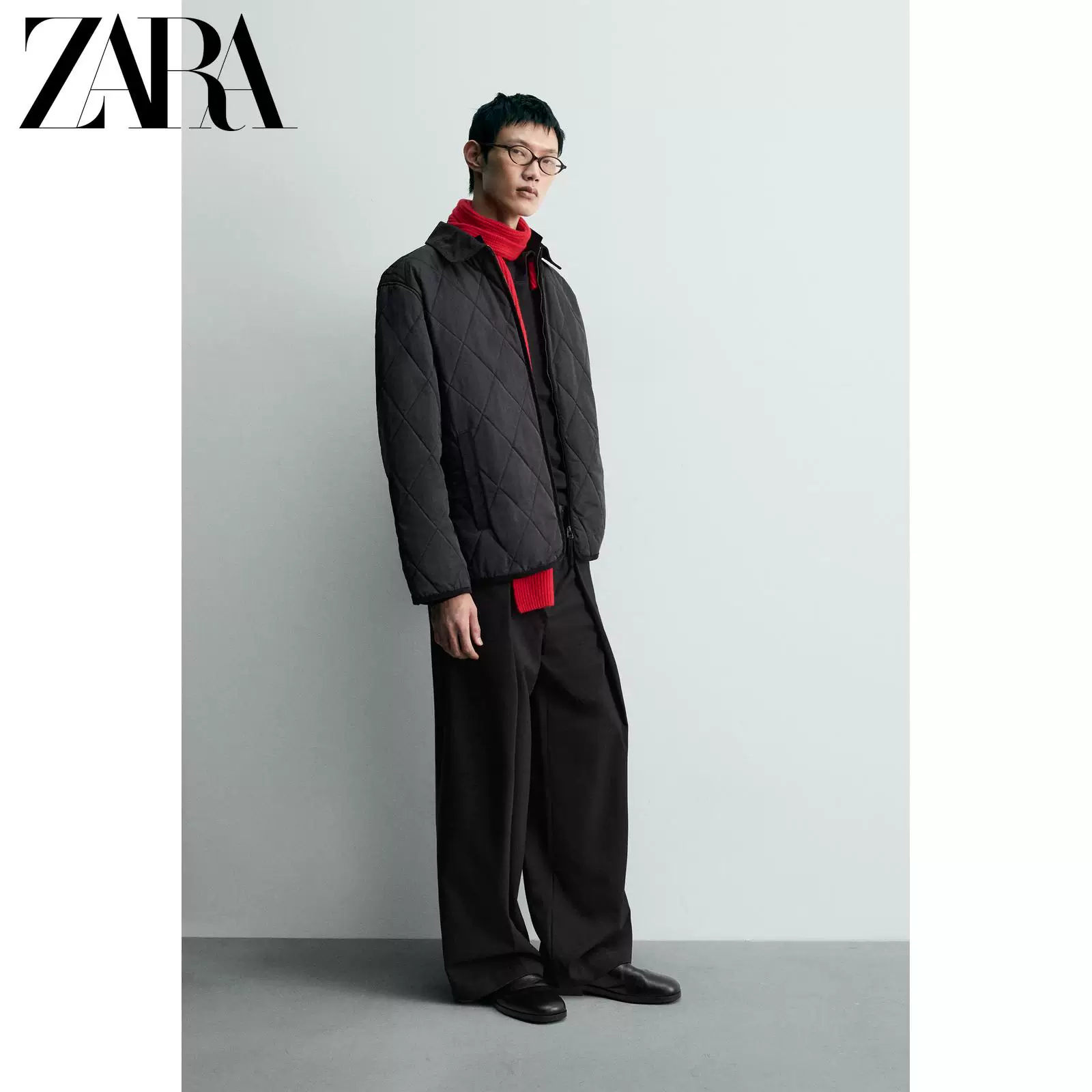 ZARA осень 2025 Новинки мужская куртка из дамасской велюровой жакет лацкан молния начесанная 3286551 800