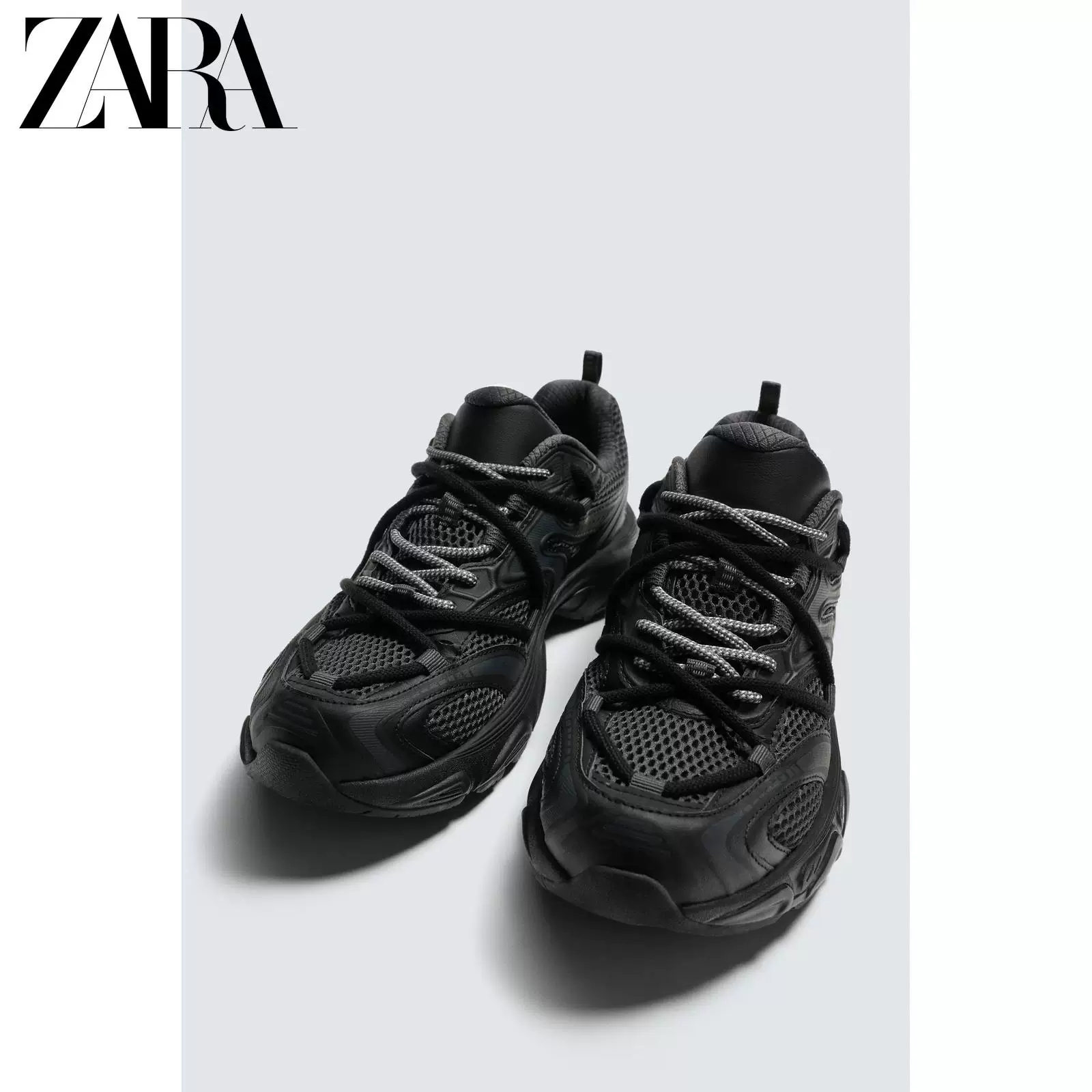 ZARA 2026 весна-лето новые товары мужские кроссовки двуслойная шнуровка неравномерно толстая подошва дизайн 2392720 800