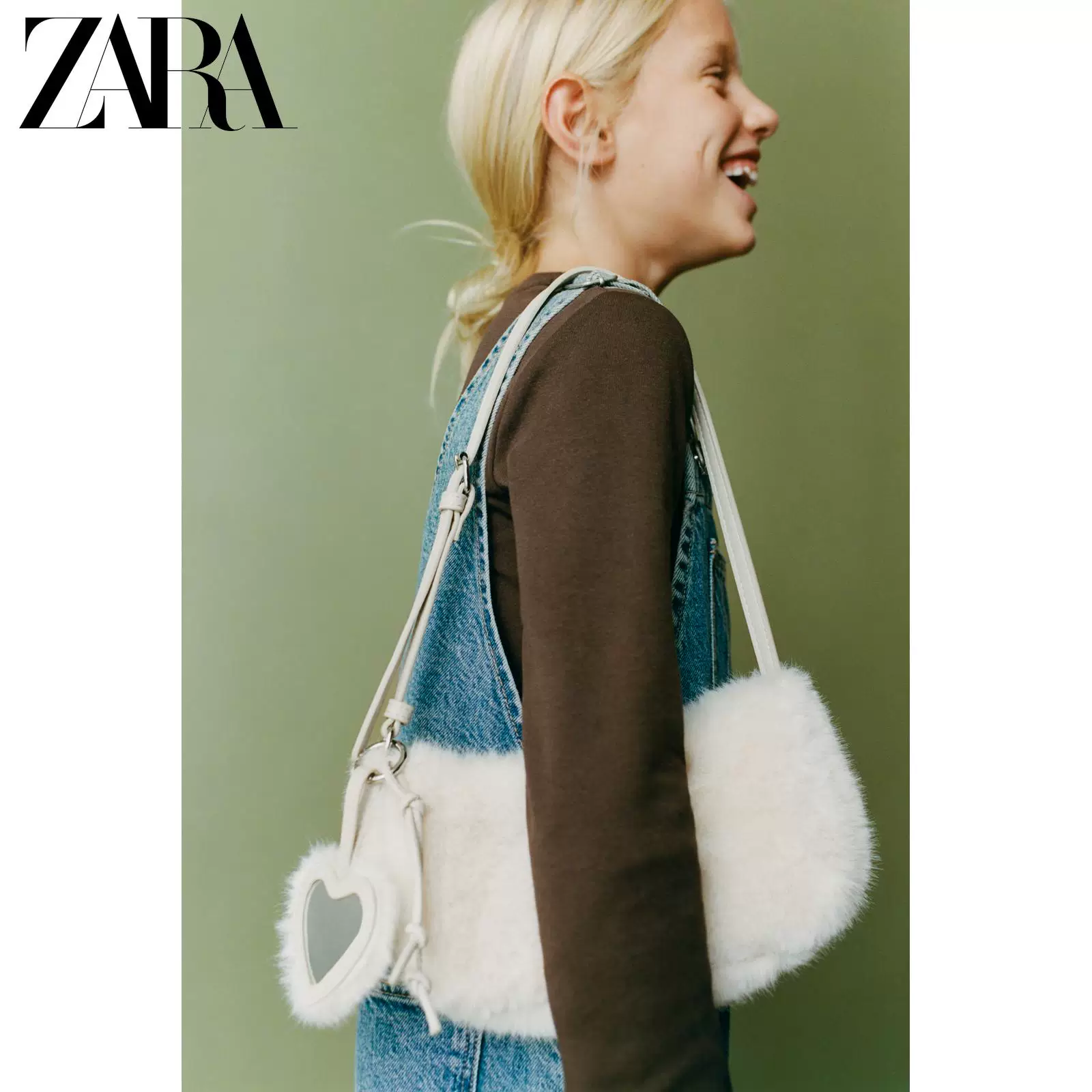 ZARA 2026 весна-лето новые товары Детская сумка для девочек с искусственным мехом на подвеске 1256630 002