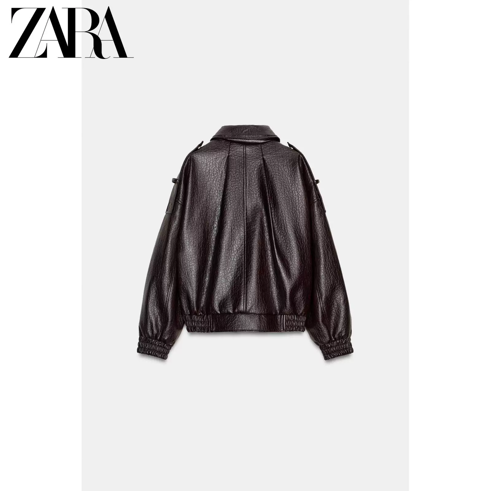 Бомбер (ZARA) серия ZW женский эффект кожи, покрытие PU, весна/лето