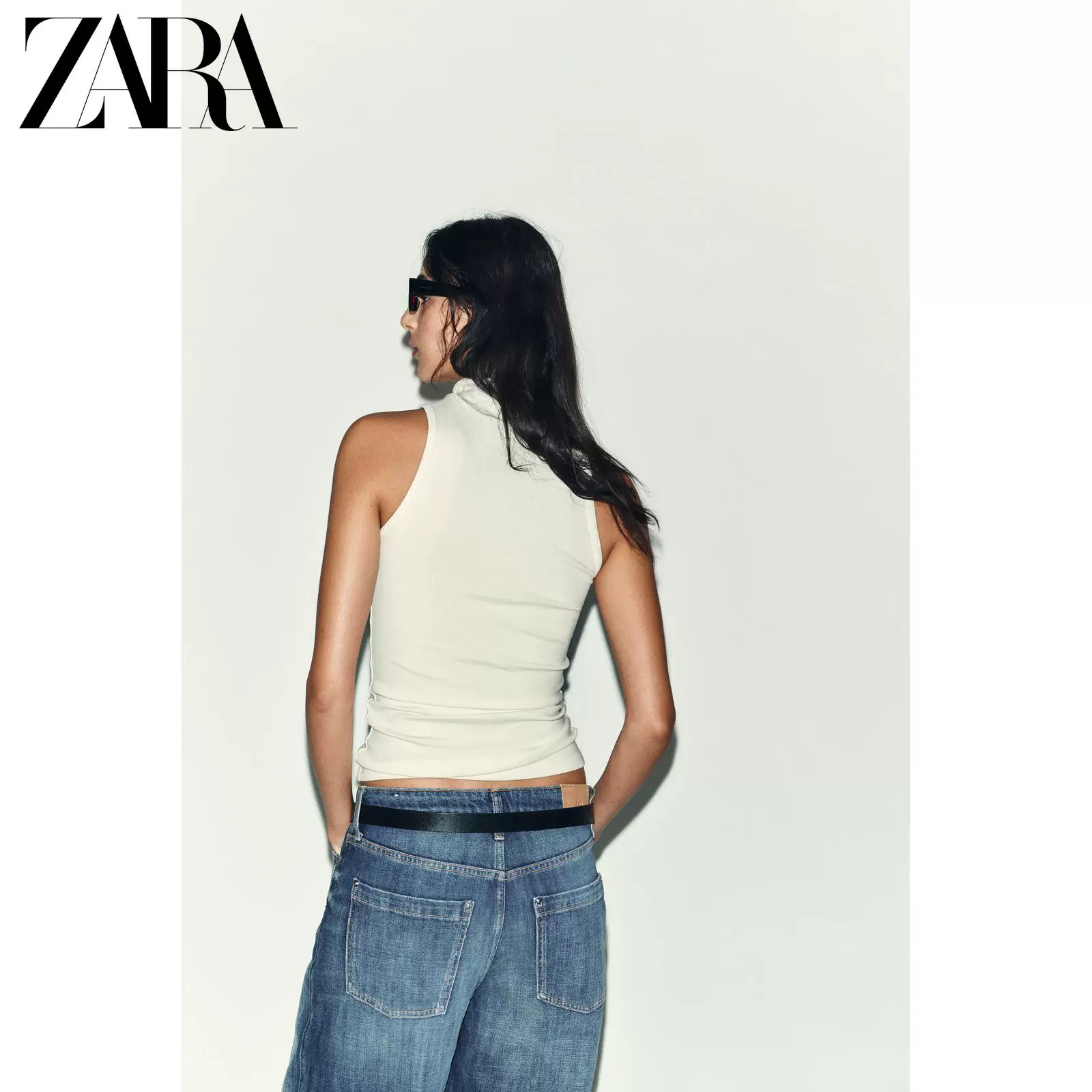 Безрукавый топ с водолазкой ZARA, хлопок с эластаном, для весны‑лета