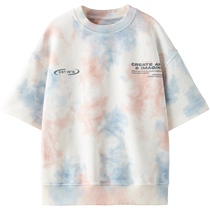 ZARA 24 new summer products childrens clothing boys printed tie-dye round neck short-sleeved sweatshirt 2795680 330