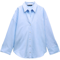 ZARA24 spring new pint womens dress striped Oxford shirt 4387081429