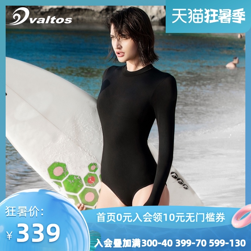 valtos swimsuit women's summer one-piece cover belly thin conservative sexy swimsuit Long-sleeved sunscreen swimsuit Surf suit women