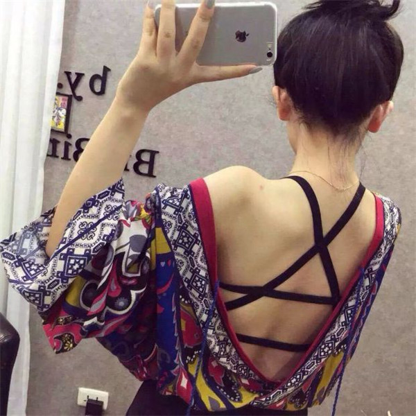 Sexy chéo vẻ đẹp trở lại vest mà không có vành áo ngực thu thập bông ống hàng đầu với ngực pad bọc ngực đồ lót mỏng