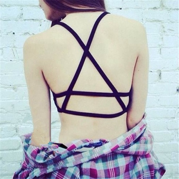 Sexy chéo vẻ đẹp trở lại vest mà không có vành áo ngực thu thập bông ống hàng đầu với ngực pad bọc ngực đồ lót mỏng