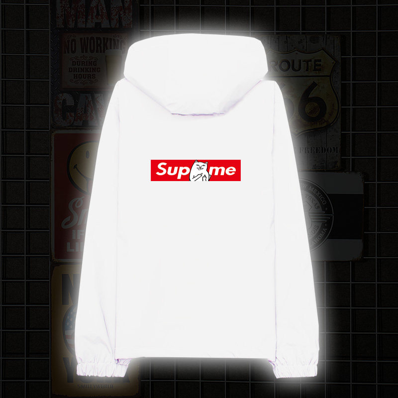 Fall plus suede luminous luminous punching winewear day series trendy male and female students 3M reflective clothing fluorescent coat tide