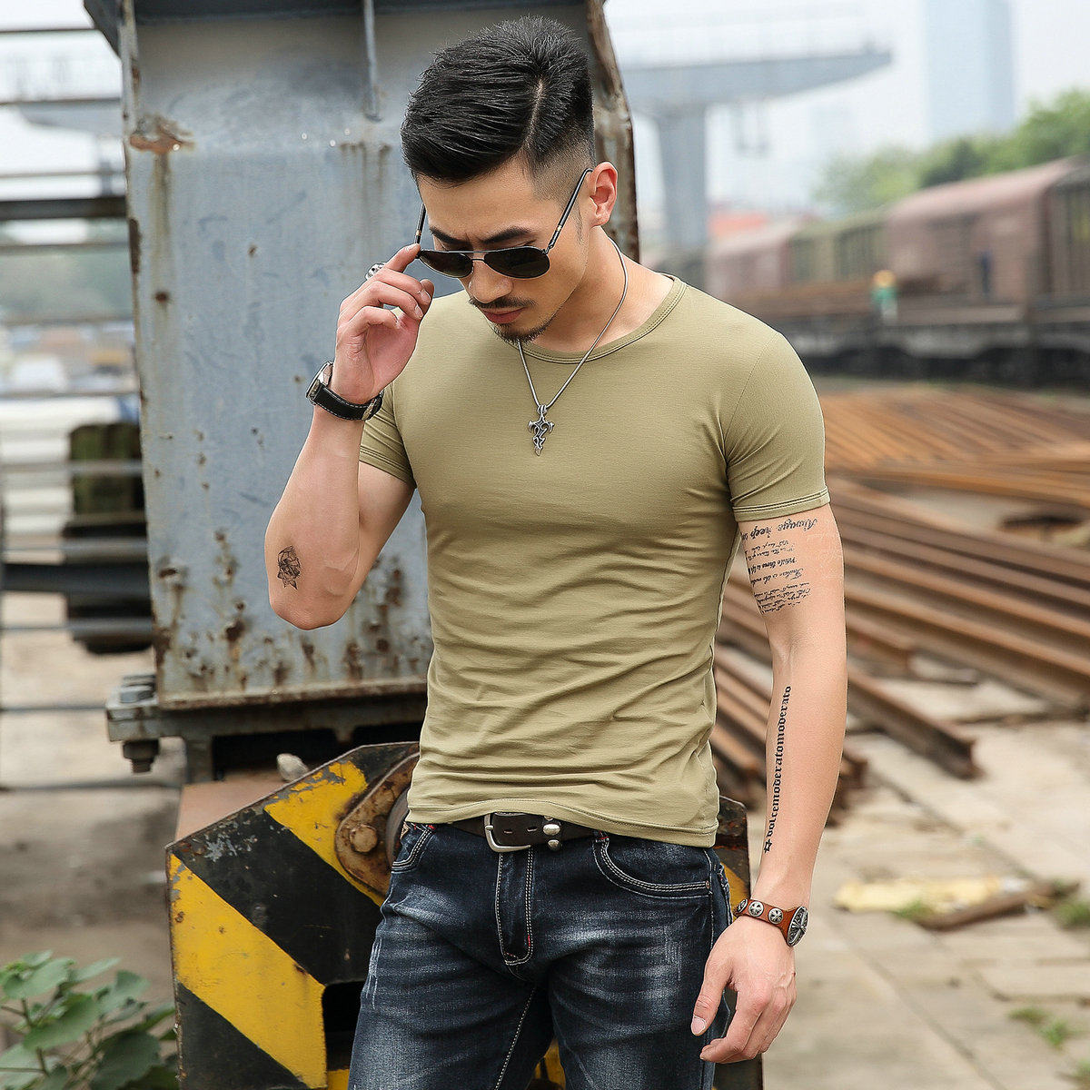 Special Soldier Corps Green High Play Sports Bodybuilding Short Sleeve Men's Body Sweaters Undershirt Ice Silk Half Sleeve T-Shirt Man T-Shirt