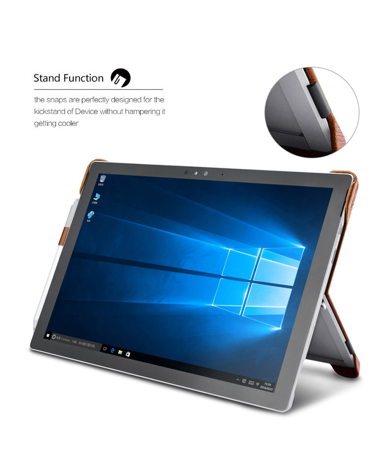 iCarer Oil Wax Vintage Series Handmade Genuine Cowhide Leather Case Cover for MicroSoft Surface Pro 4