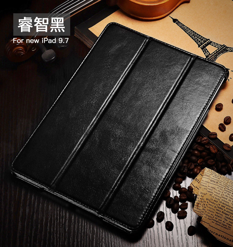 iCarer Vintage Series Smart Awakening Handmade Genuine Cowhide Leather Case Cover for Apple iPad 9.7-inch (2017)
