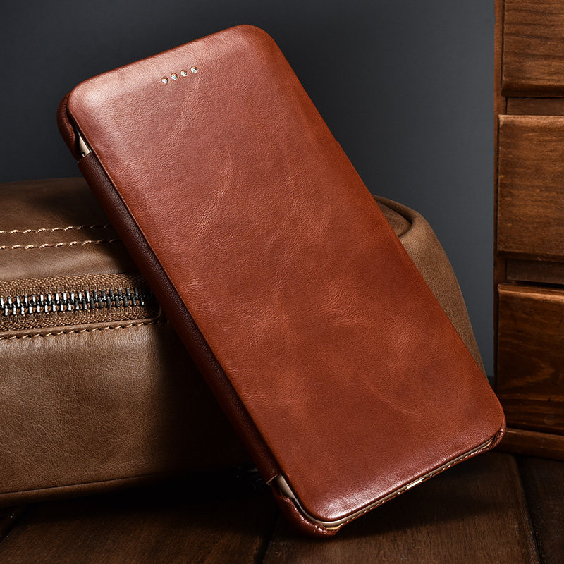iCarer Curved Edge Vintage Series Side Open Handmade Genuine Cowhide Leather Case Cover for Apple iPhone 7 Plus & iPhone 7