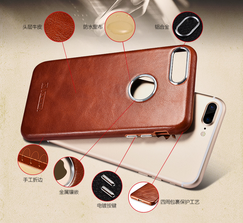 iCarer Transformers Vintage Handmade Genuine Cowhide Leather Back Cover Case for Apple iPhone 7 Plus & iPhone 7