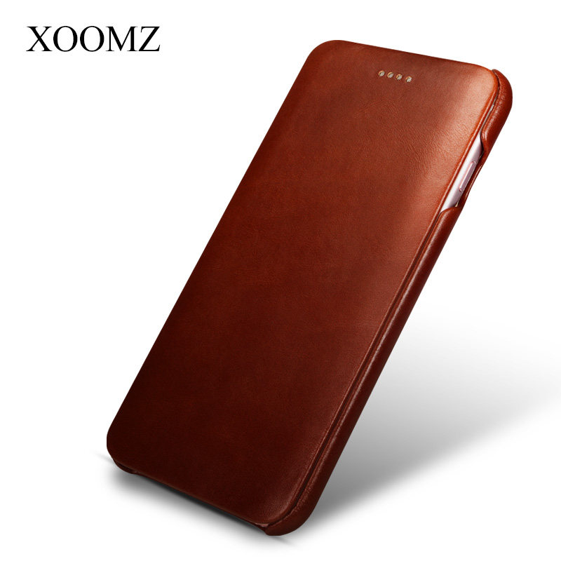 iCarer Curved Edge Vintage Series Side Open Handmade Genuine Cowhide Leather Case Cover for Apple iPhone 6S Plus/6 Plus