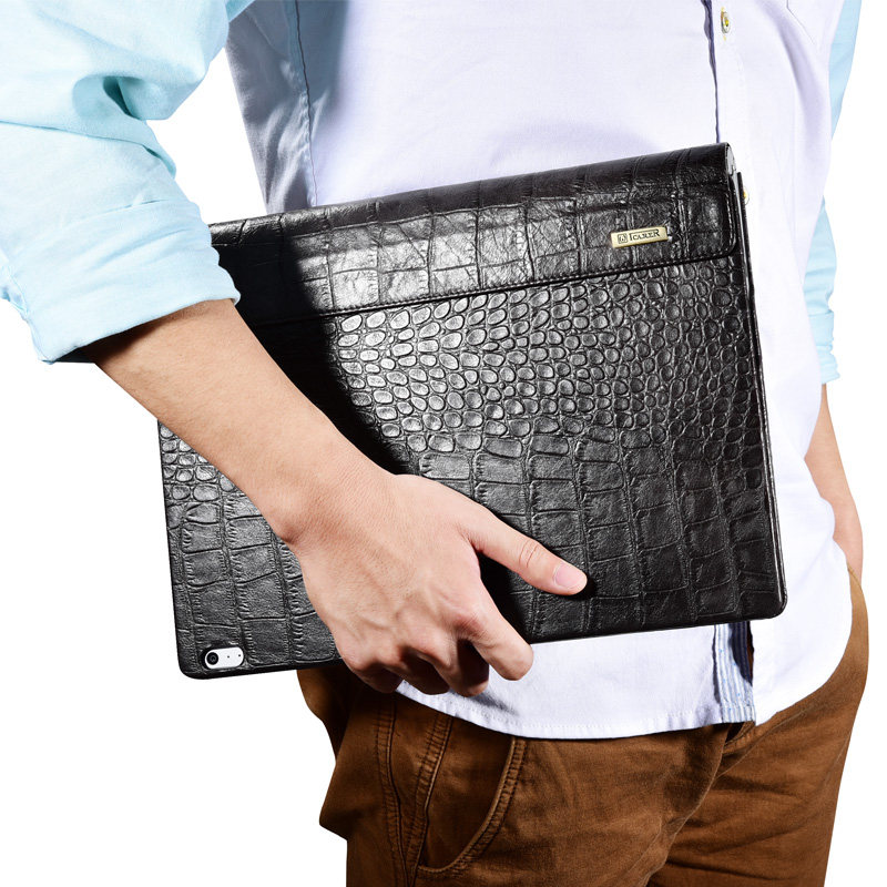 iCarer Oil Wax Vintage / Embossed Crocodile / Litchi Pattern Handmade Genuine Leather Detachable Flip Case for Surface Book