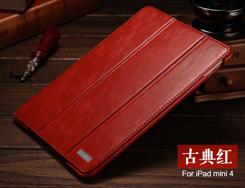 iCarer Vintage Series Smart Awakening Handmade Genuine Cowhide Leather Case Cover for Apple iPad mini 4