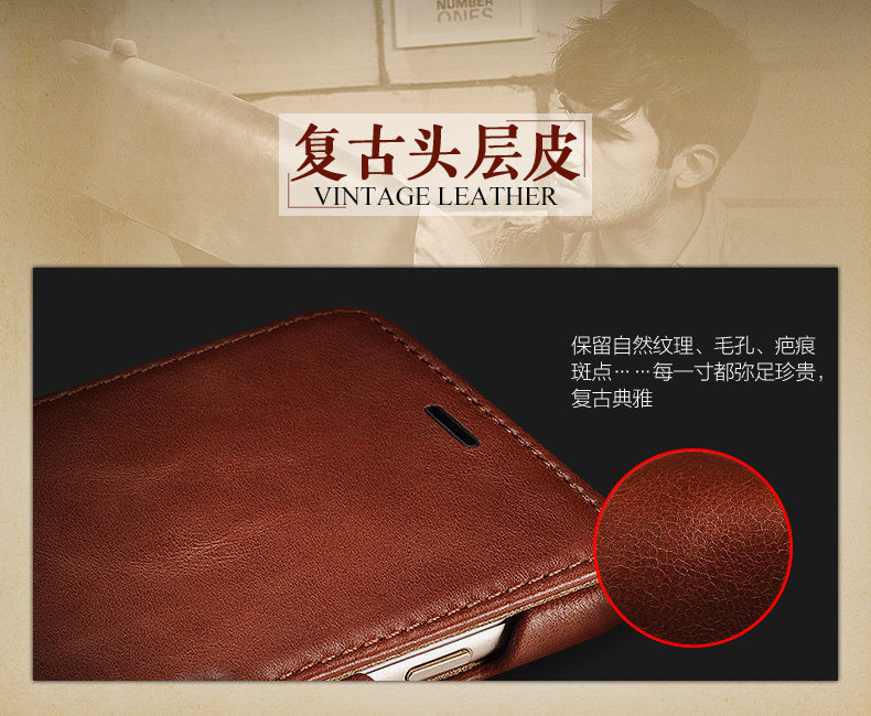 iCarer Vintage Series Side Open Handmade Genuine Cowhide Leather Case Cover for Apple iPhone 7 Plus & iPhone 7