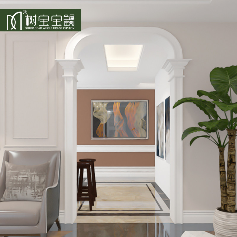 Tree baby European style arched arc passageway door set Living room balcony Aisle door set Edge decoration Solid wood