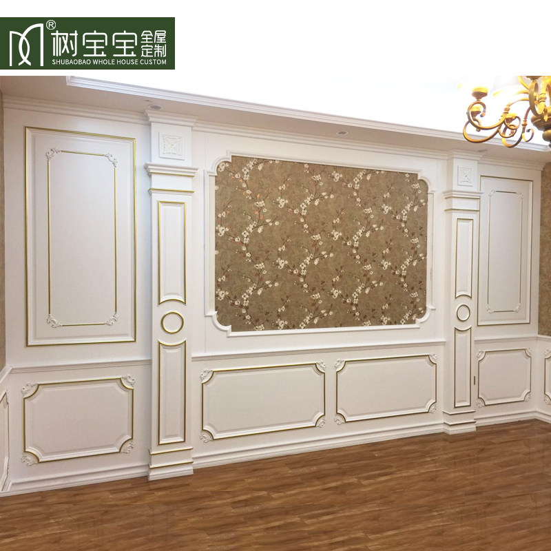 European background wall American Roman column background White wainscoting Gold wall skirt wainscoting can be customized