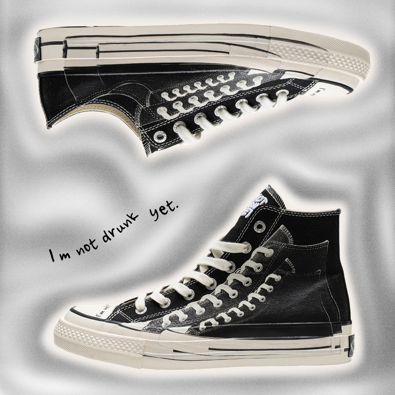 Bbimp Black Printed Illusion Vulcanized Shoes High and Low Top Thick-Soled Canvas Shoes Men's Height-Increasing Versatile Shoes Women's New Style