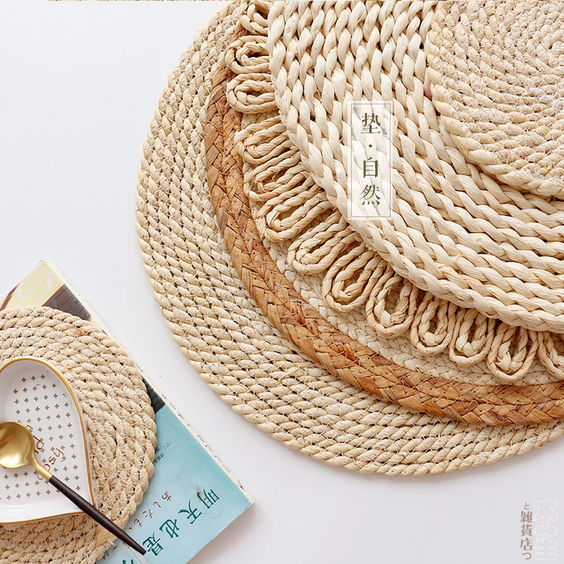 Vegan-meal cushion corn leather original material heat insulation mat straw chedad round exothermal pot cushion cup cushion bowl cushion household grass mat