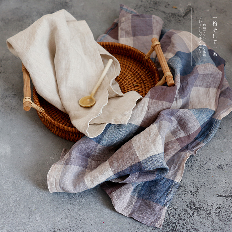 One gaggle of one-Japanese-style linen light lavish dark geb beige thermal insulation dining cushion towels gourmet picnic photography background cloth