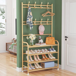 Trendy Coat Rack, Floor-Standing, for Bedroom, with Storage, Living Room Clothes Rack, Light Luxury Shoe Rack, Simple Home Bag Rack