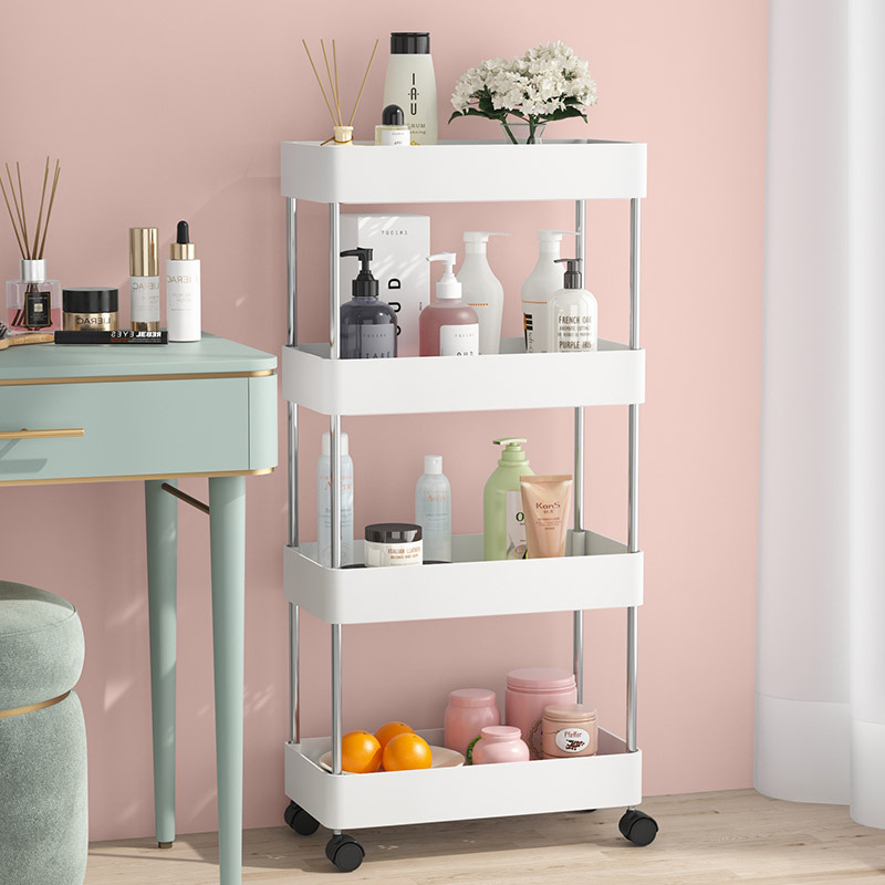 Floor shelf Multi-layer storage shelf Trolley Kitchen bedroom Bathroom Mobile shelf Finishing rack with wheels