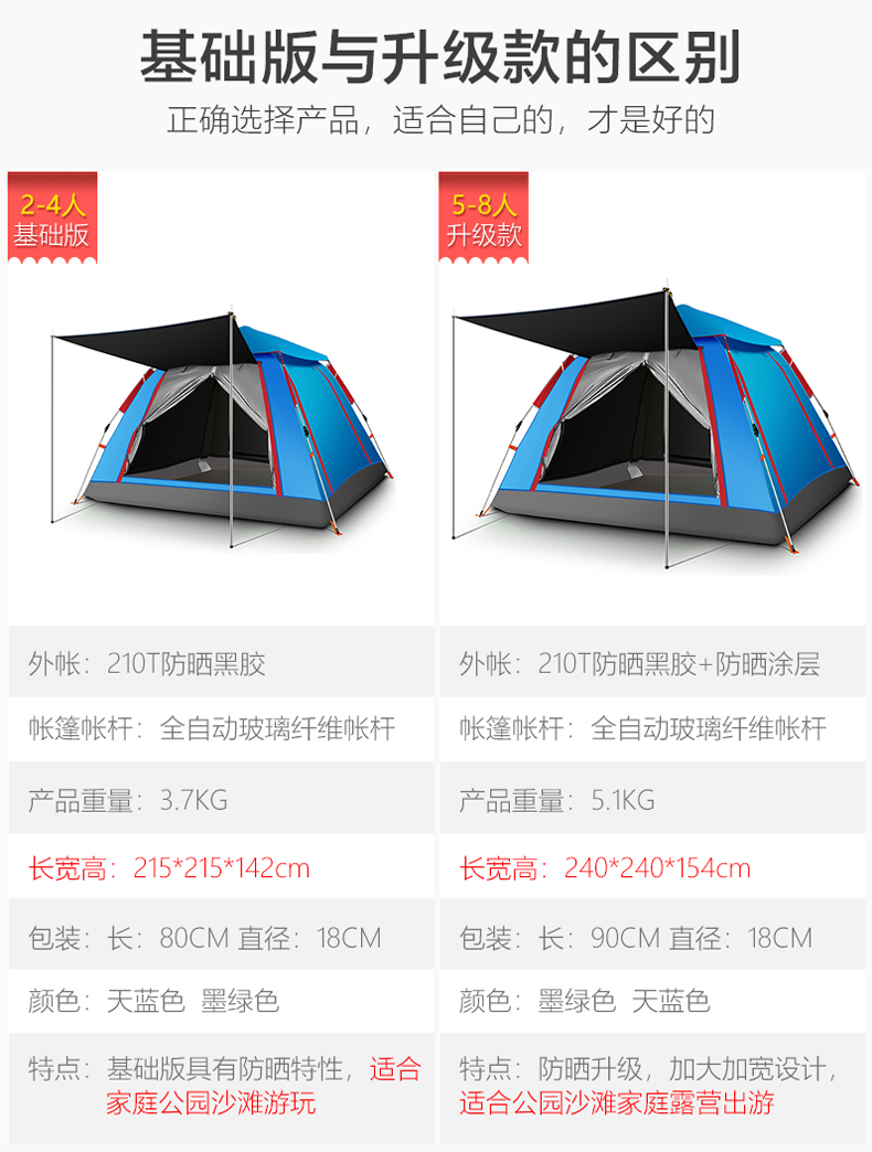 Explorer lều ngoài trời 3-4 người hoàn toàn tự động hai phòng ngủ một hội trường 2 người cắm trại hoang dã dày lên cắm trại đơn - Lều / mái hiên / phụ kiện lều lều trại