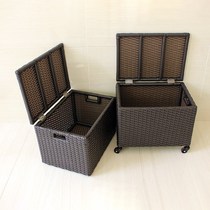 Bamboo and rattan woven storage box Finishing box Clamshell pulley Book box Storage box Large clothes sundries toy basket with lid