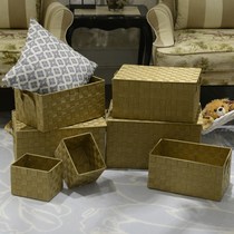 Non willow rattan woven nylon cloth large covered storage box Ice ribbon woven lidless storage basket box