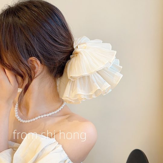 温柔白月光~泡泡褶皱大肠发圈女高级感百搭头绳时尚黑白发绳发饰