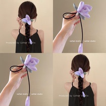 A touch of smoky purple ~ Super fairy moonlight gauze hair band for women 2024 new high-end headband ball head ponytail rubber band