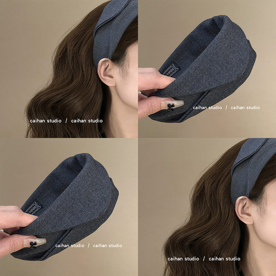 Whale gray~retro suede wide-brimmed headband