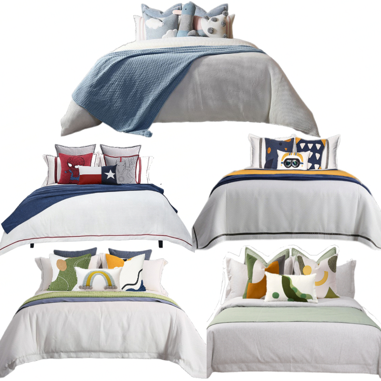 Model room children's room boy bedding gray blue red cartoon animation bedding furniture display dedicated