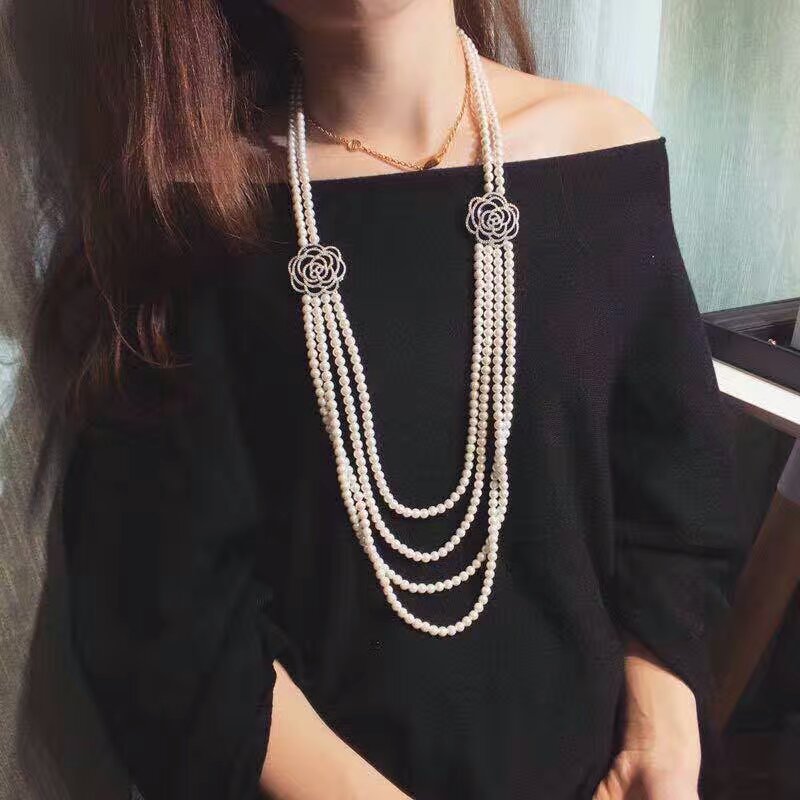 925 Silver Streaming Su Pendant Multi Zircons Stone Barrier Accessories Rose Large Floral Pearls Necklace Accessories Hair Clog Necklace Pendant Accessories