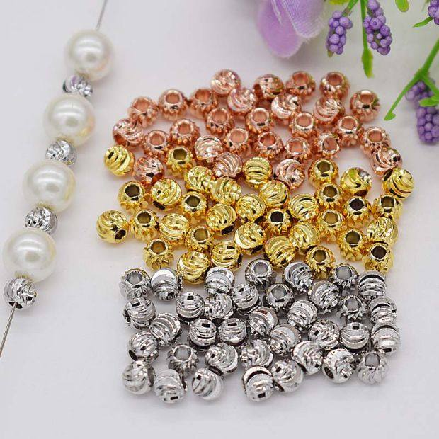 The United States imported 14K gold gloss bead with gold flower edge bead bracelet scattered bead separated bead watermelon bead car bead