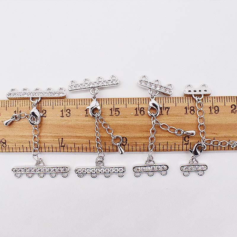 925-half-silver multi-row buckle lobster buckle double row pearl handmade necklace connecting button 2 3 4 5 row buckle