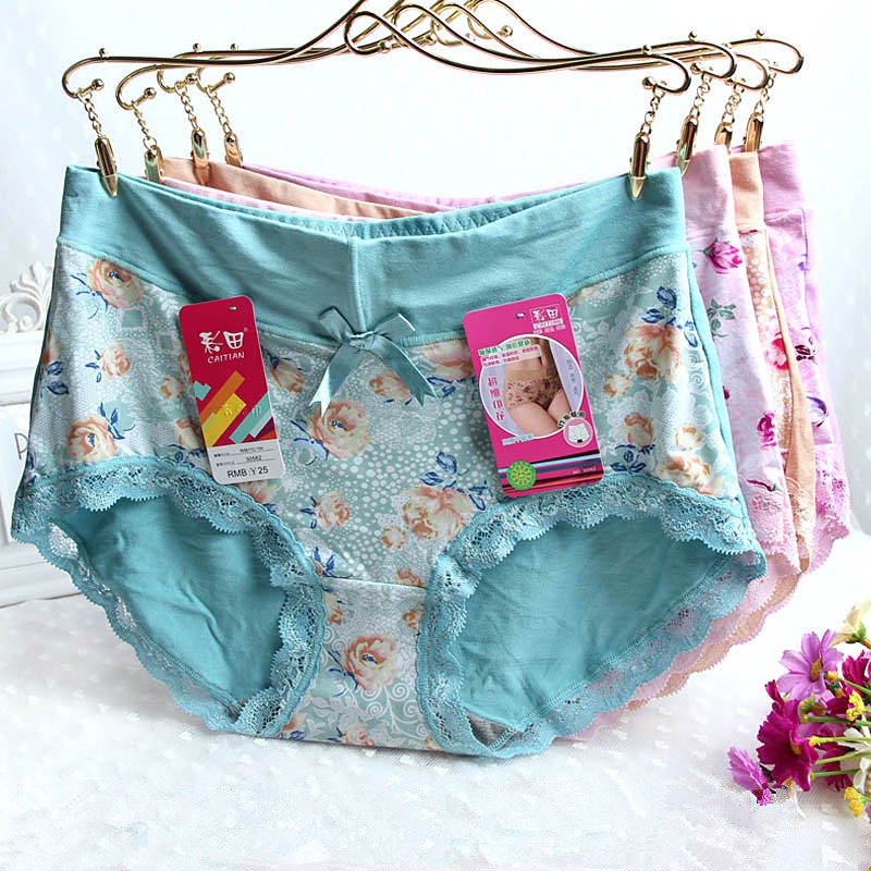 5 ups and free Pottery fields High waist Modale Ice Silk Graphene Dry Bacteriostatic Mid-Waist Flat Corner Women's Underwear