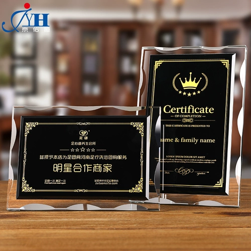 Авторизованный бренд пользовательский дилер Custom Adend Adutored Book Honor Plaques Crystal Glass Medal Настройка