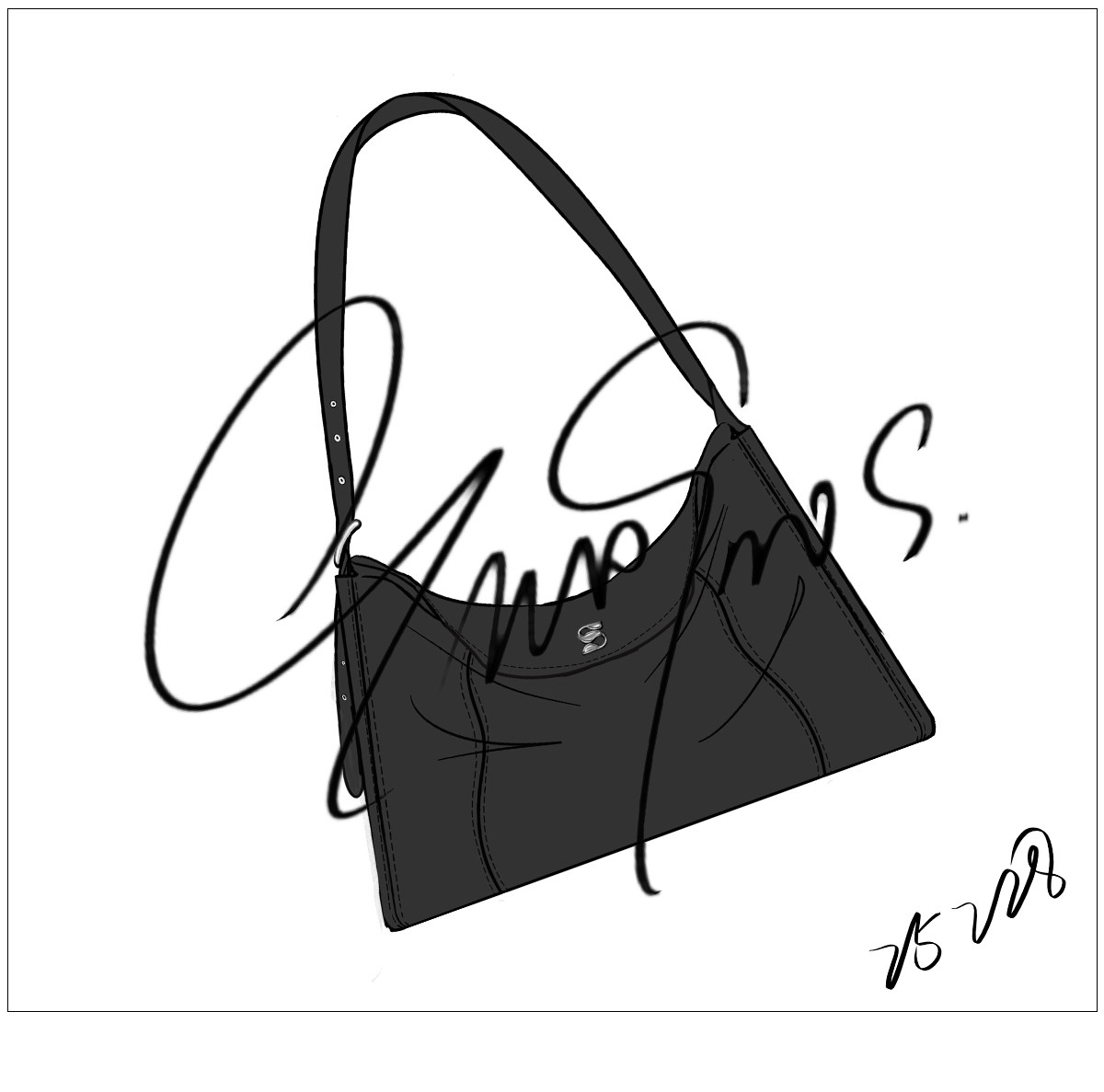 SmoSmos Black Split Leather Flap-Top Underarm Bag