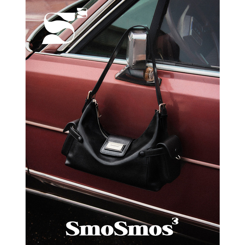 Smosmos【Motorcycle Box】Original 26-Pocket Leather Commuter Underarm Bag Hobo Single Shoulder Crossbody Bag