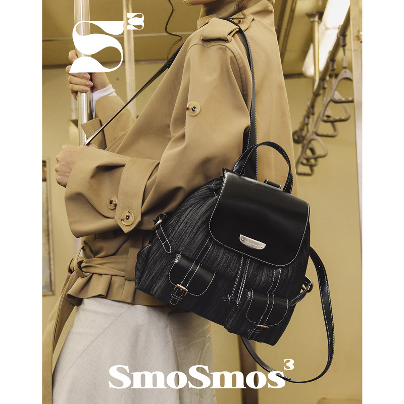 Smosmos【Cancer】Niche Original Denim Hiking Backpack Casual Backpack Durable Vintage Small Backpack